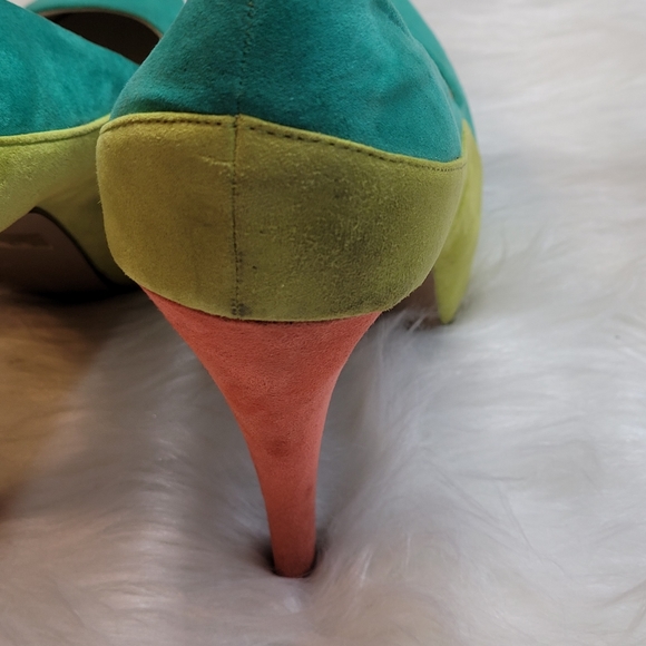 Qupid Green Orange Lime Green Six inch Heels - Picture 6 of 10